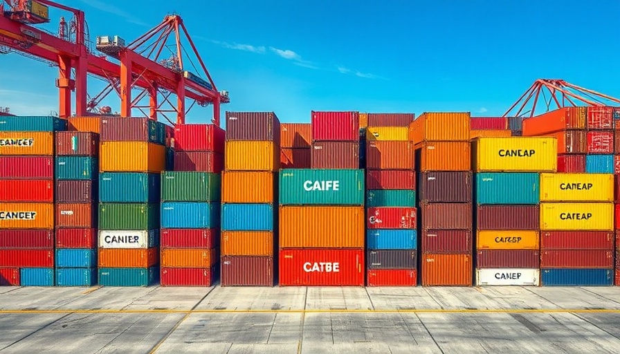 Advanced AI cargo management in a bustling port aerial view