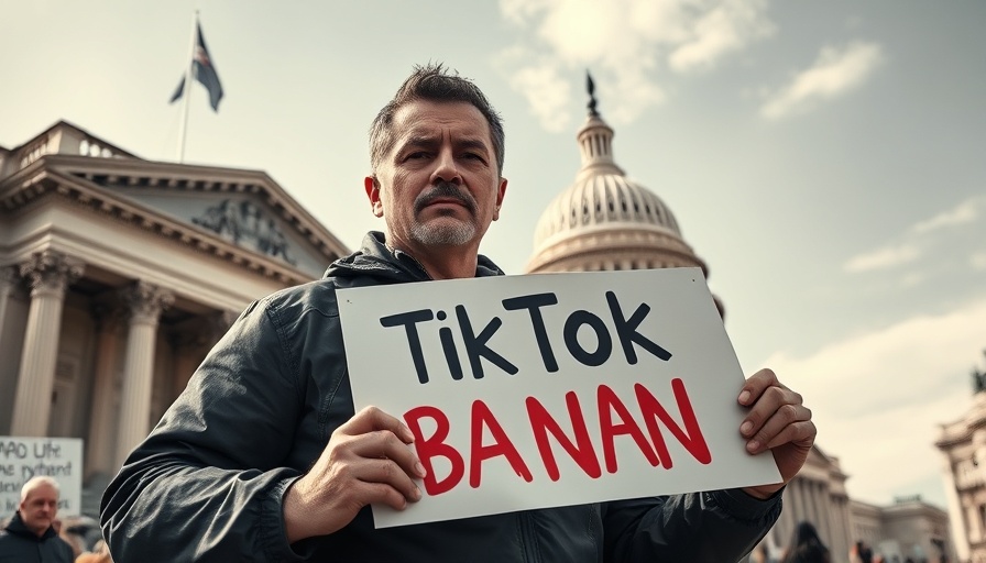 Protester with sign supporting TikTok in front of a government building.