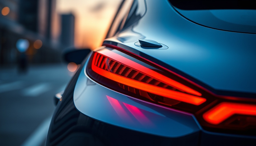 EV repair concept featuring futuristic red taillight close-up.