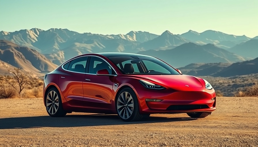Red Tesla Model 3 in desert, Tesla airbag recall context.