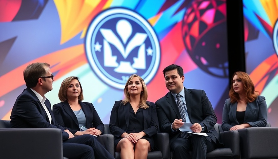 Business panel discussing auction sales growth at a convention stage.