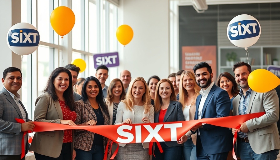 SIXT USA Expansion ribbon-cutting ceremony with diverse group.