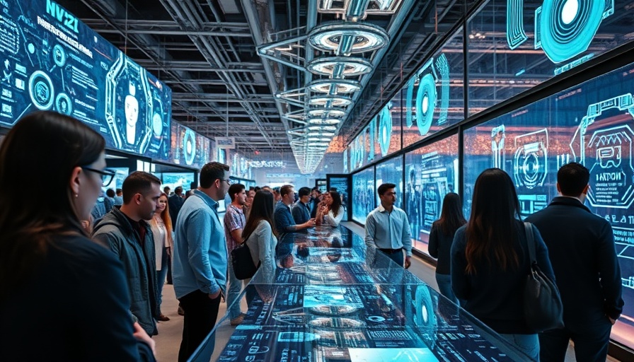 Agentic AI exhibition showcase with interactive displays.