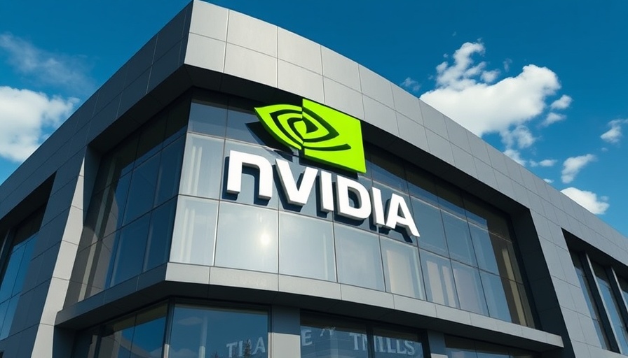 Modern architecture with NVIDIA logo, AI supercomputing.