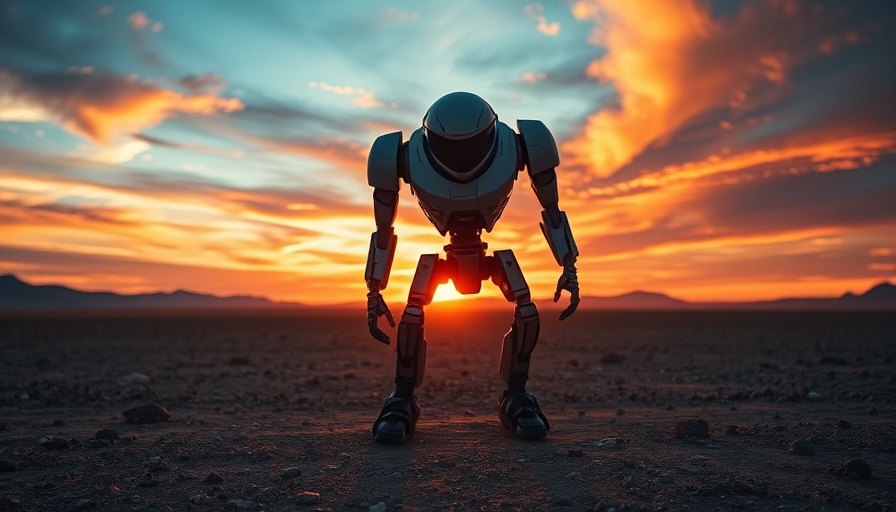 Futuristic robot at sunset highlighting AI application modernization.