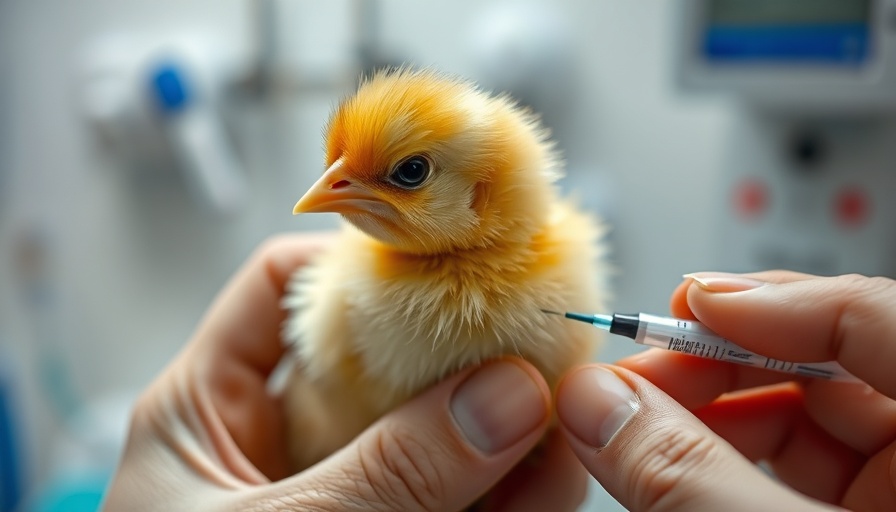 Vaccination of a chick against bird flu pandemic in healthcare setting.