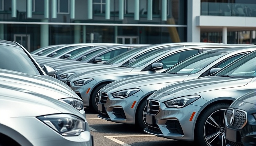 Lendbuzz securitization - view of a row of parked cars at dealership