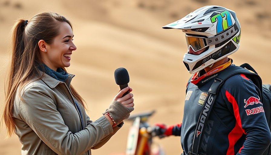 Skyler Howes interview during motocross event on sandy track.