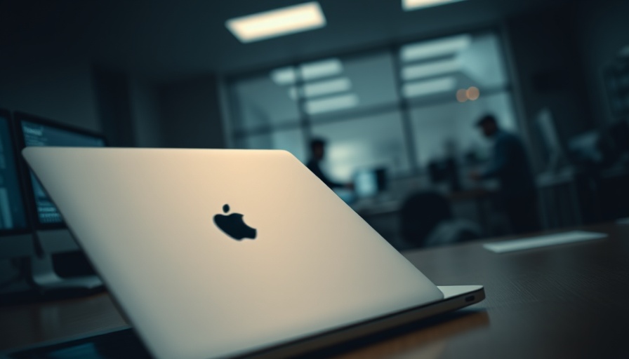 Apple security breach illustration with hackers and computers in silhouette.