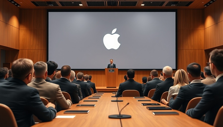 Apple App Store conference with audience and speaker.