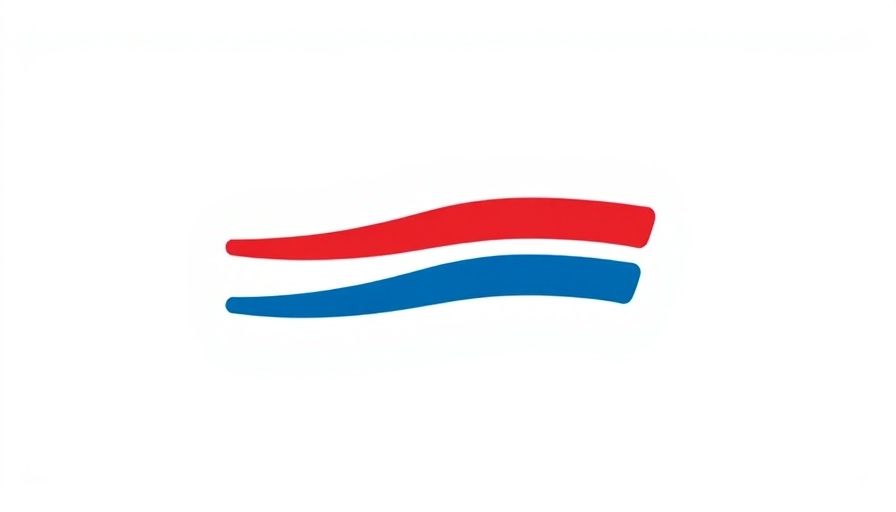 Minimalistic logo with red and blue stripes