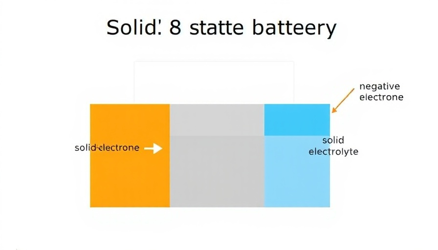 Solid-state battery diagram with electrodes and electrolyte