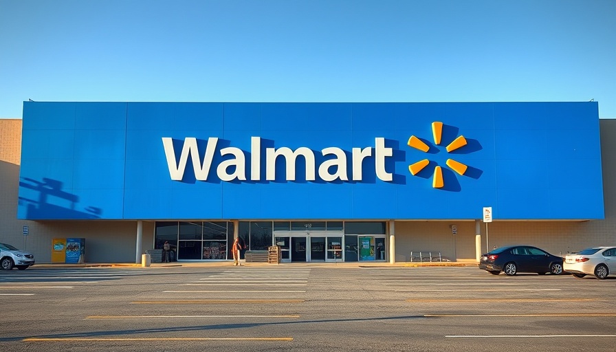 Walmart storefront with Spark logo under clear blue sky.