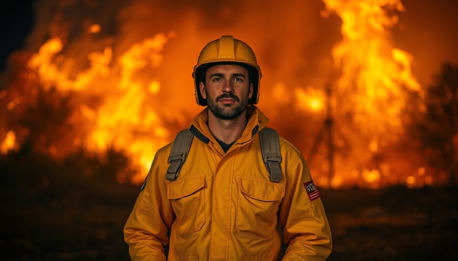 Calm reporter covering Los Angeles wildfires at night.
