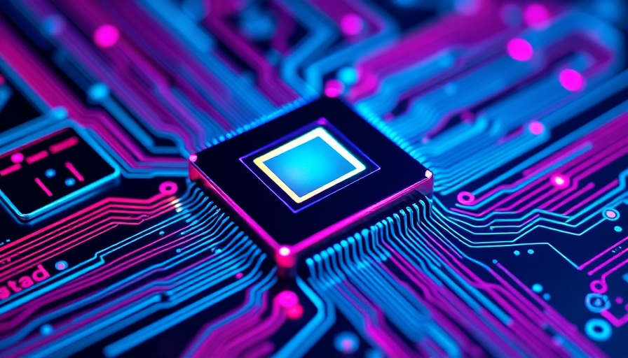 Glowing microchip on colorful circuit board illustrating chip export rule