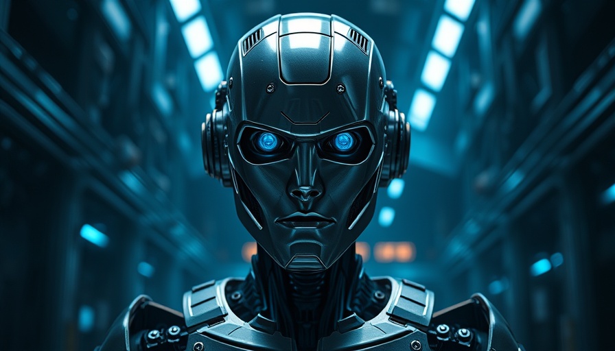 Futuristic humanoid robot in a high-tech setting, highlighting data privacy.