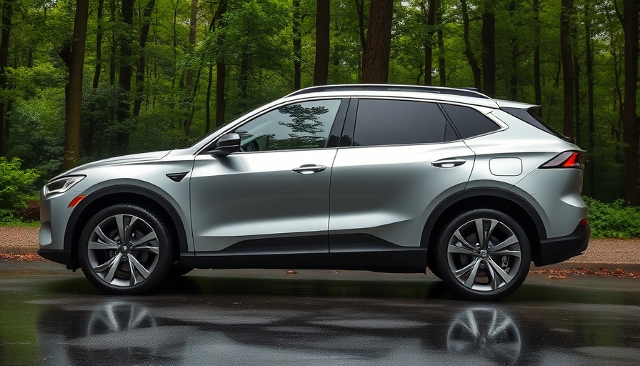 EV battery repair for sleek silver SUV in lush forest setting