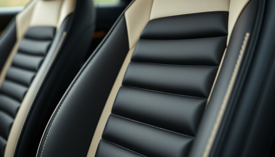 Close-up of a car seat made of recycled foam, ridged texture.