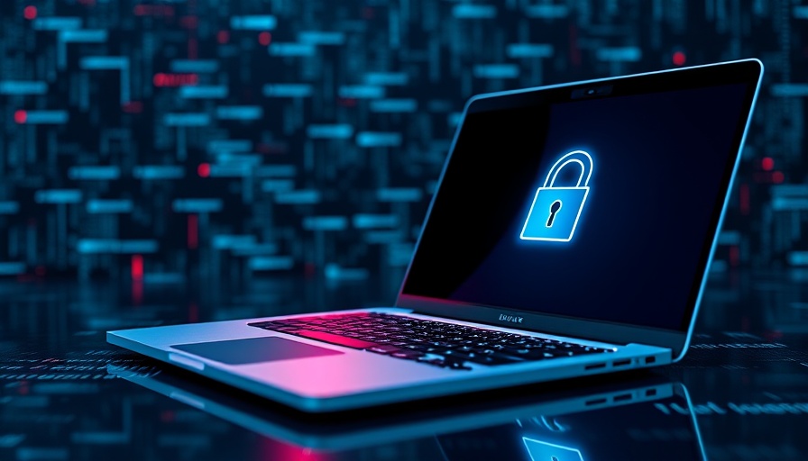 MacOS vulnerability concept with laptop and security icon.