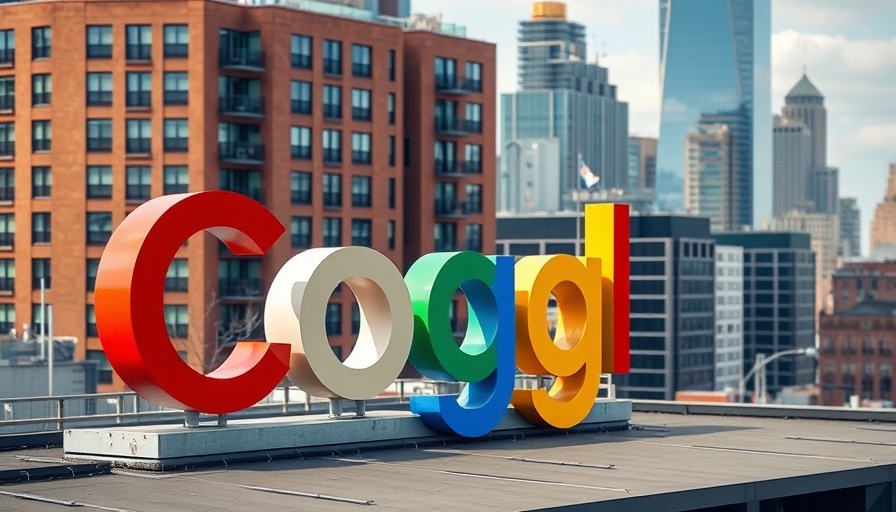 Colorful Google logo on rooftop of brick building, AI podcast hosts context.