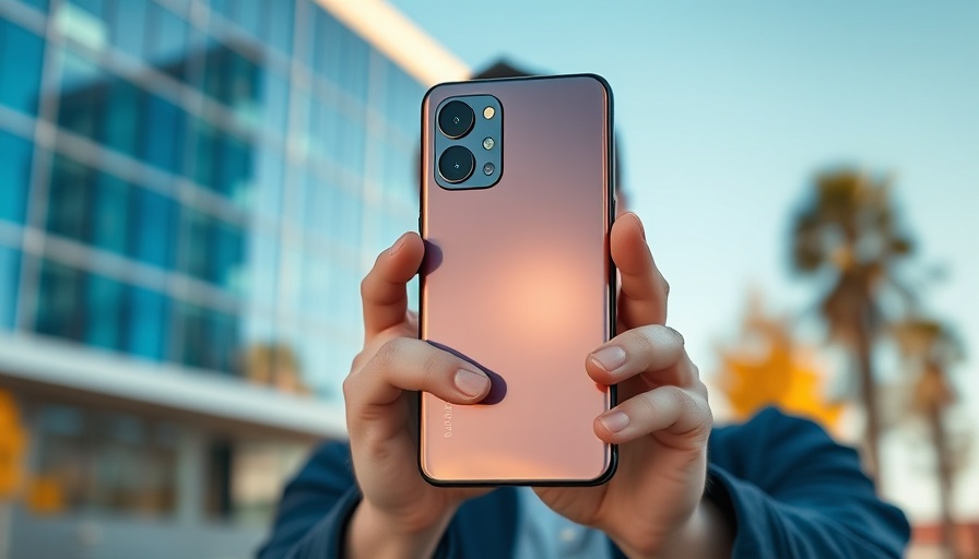 iPhone 16 AI held outdoors with triple-camera setup.
