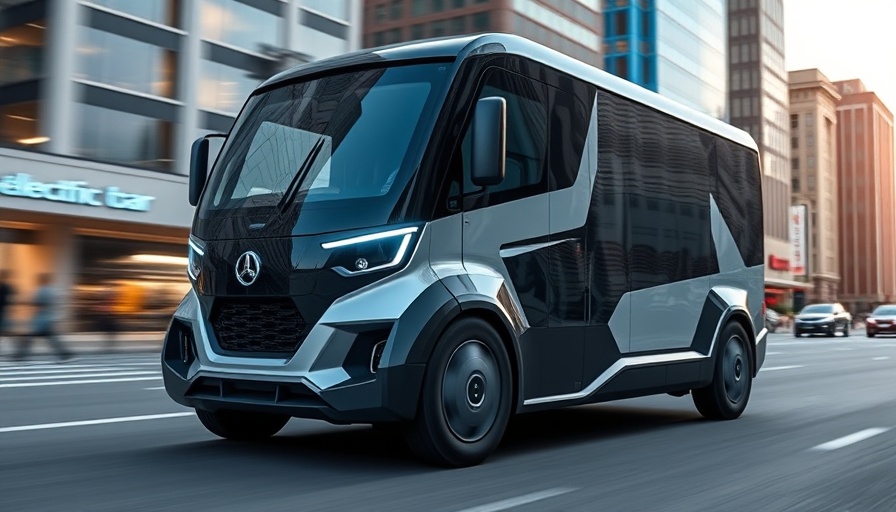Sleek modern electric truck in urban cityscape
