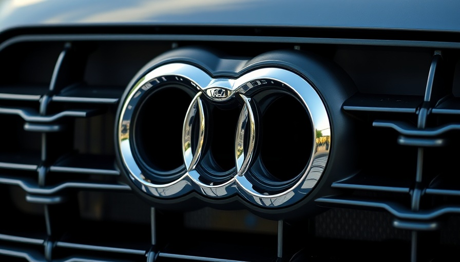 Close-up of Audi logo on car grille for Audi PHEVs