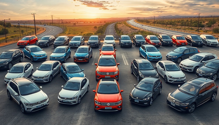 Grid of various Volkswagen vehicles showcasing diverse models.
