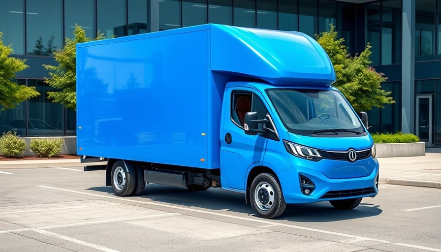Battery-electric heavy goods vehicle in industrial setting.