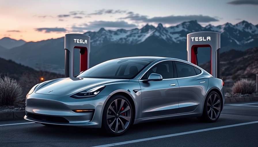 Tesla Supercharger access at twilight with electric car