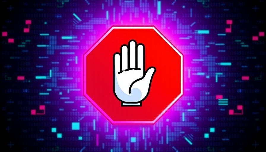 Internet law warning icon on pixelated background