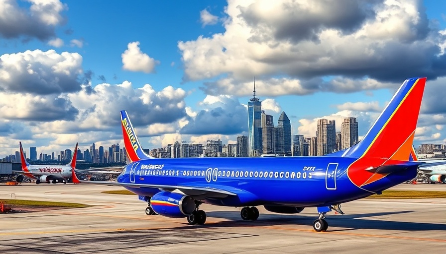 Southwest Airlines plane on tarmac amid legal issues.