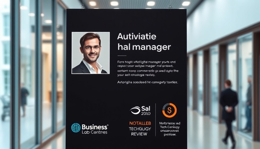 Digital transformation seminar poster featuring business branding and headshot