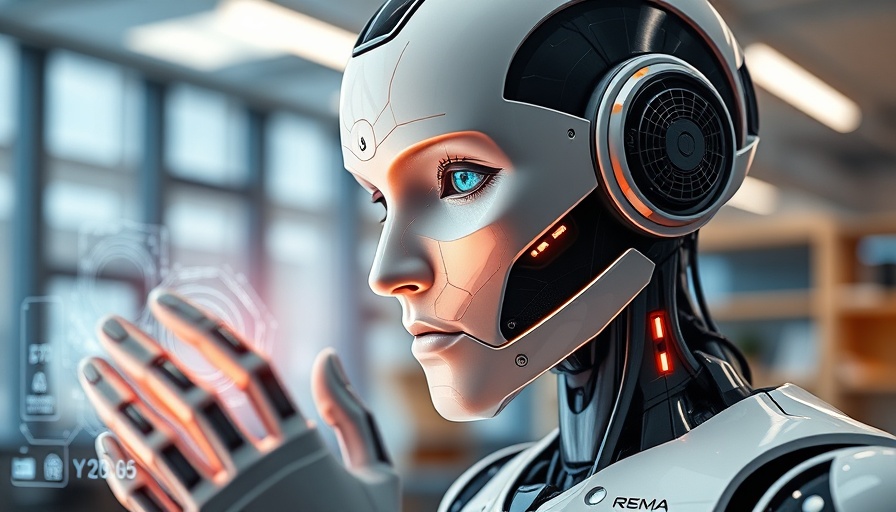 Industrial Metaverse concept with AI robot using holographic tech