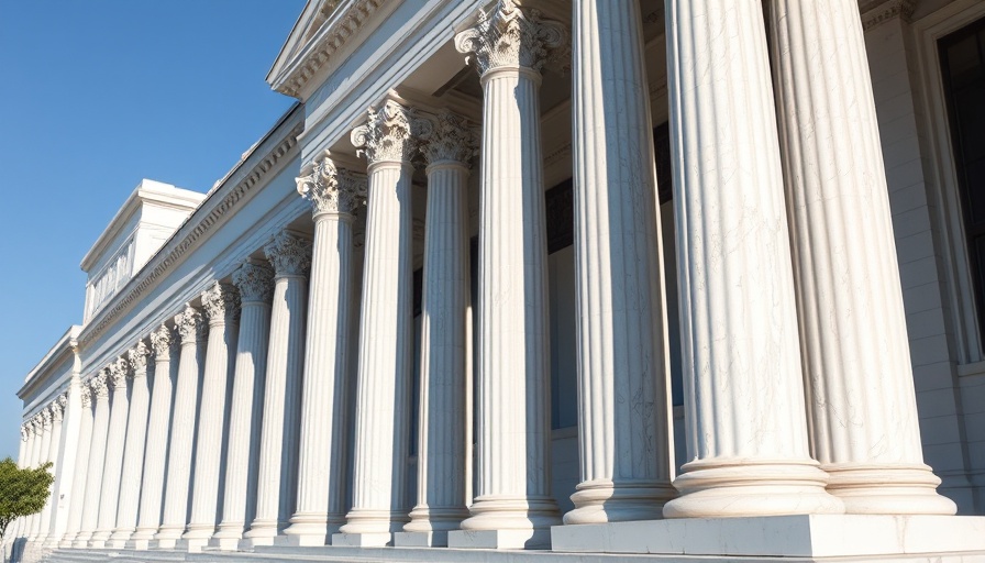 Classical marble columns symbolizing government transition.