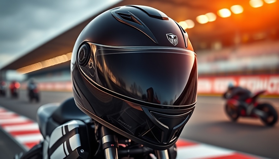 Malcolm Smith motorcycle helmet ad with racing theme
