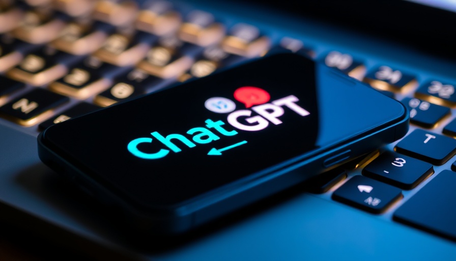 ChatGPT logo on smartphone with glowing keyboard, digital learning.