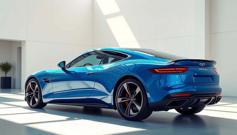 Korean luxury cars: sleek blue design in showroom lighting.