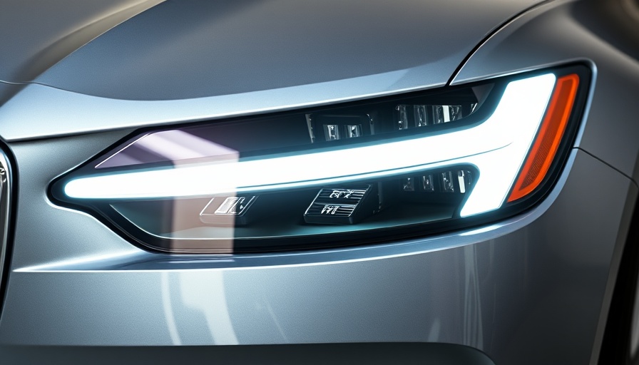 Polestar 7 headlight with angular LED design close-up.