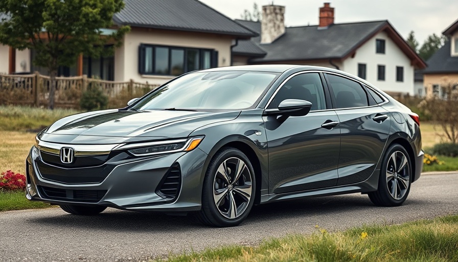 Sleek Honda Acura EV with modern house, countryside setting.