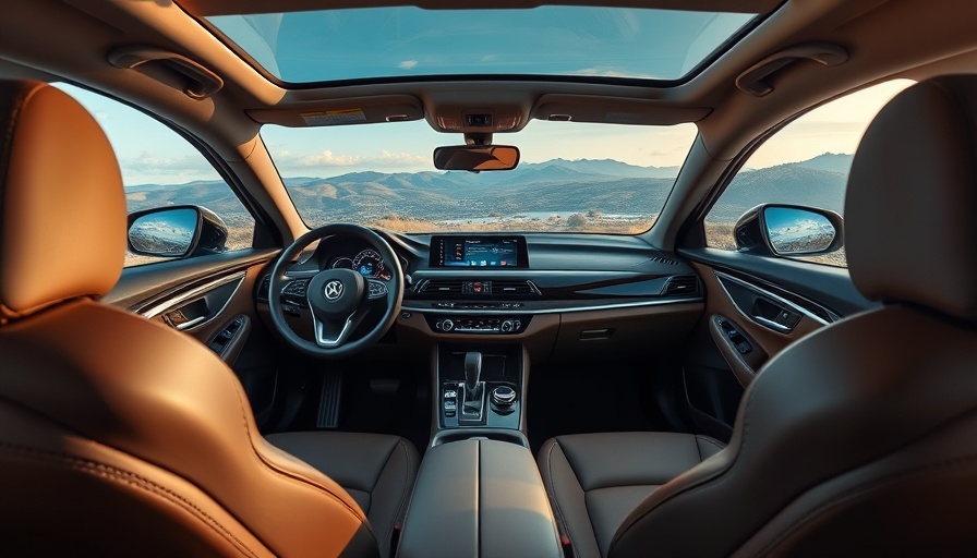 Connected cars interior with infotainment screens and luxury seats.
