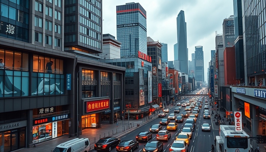 Modern Beijing skyline with traffic lights in motion, highlighting China's vibrant urban scene.