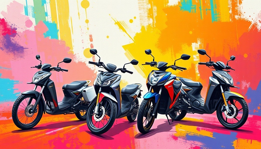 Artistic electric bikes illustration with vibrant colors