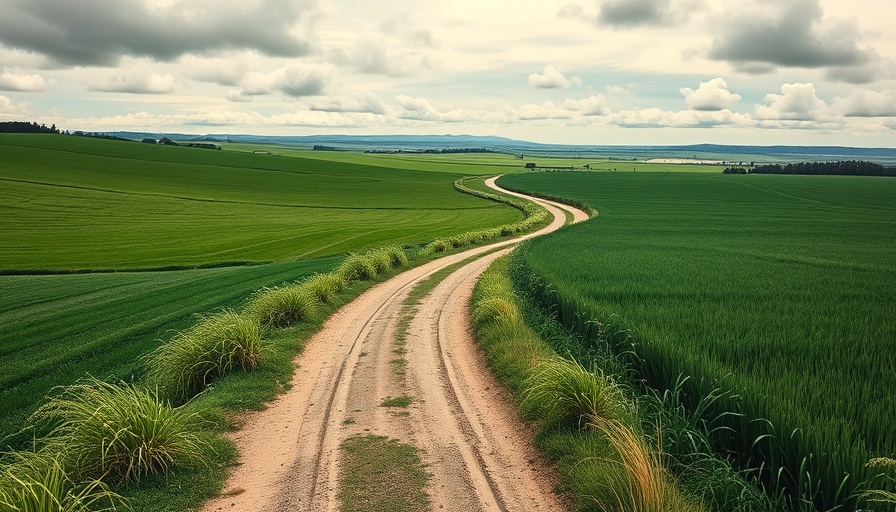 Yarra Valley Trail winding through green fields under cloudy sky.