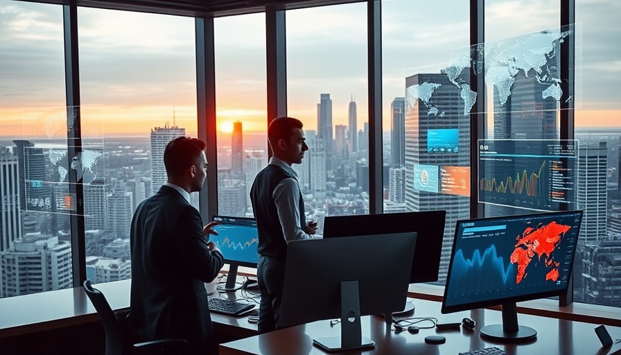 Futuristic digital marketing environment showcasing marketing trends 2025.