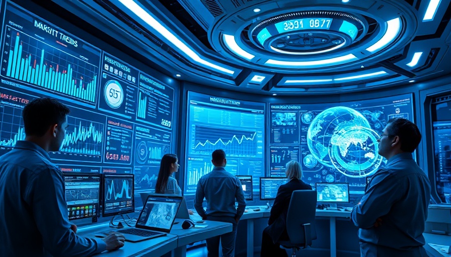 Futuristic marketing trends 2025 interface with holograms.