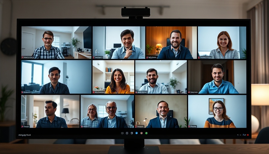 Blurry video conference grid representing intentional connection online.