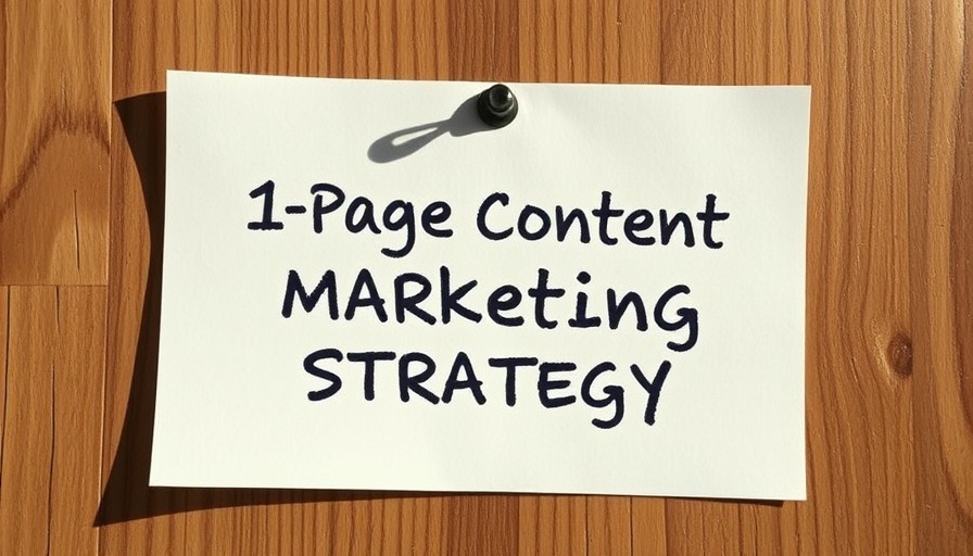 Pinned paper with '1-Page Content Marketing Strategy' text for marketing.