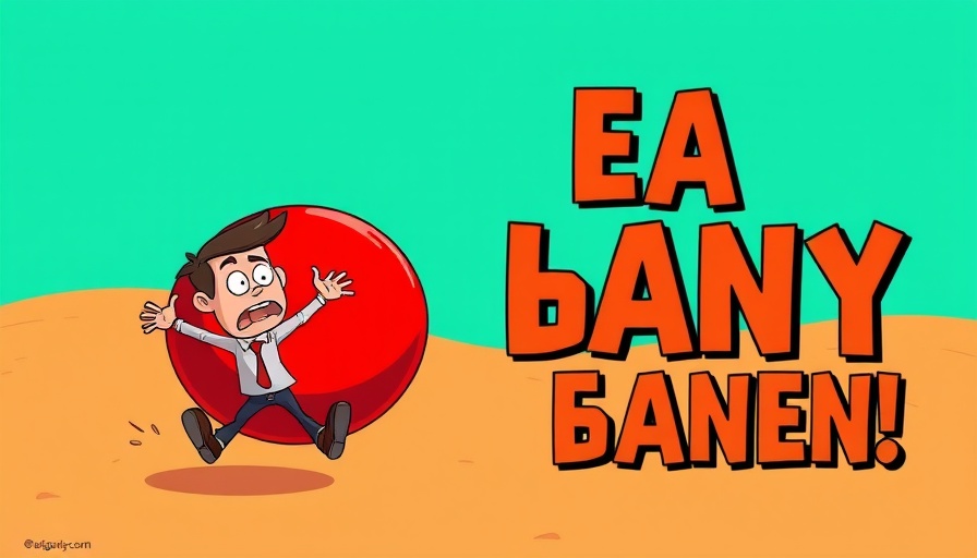 Content Marketing Strategy cartoon of man fleeing giant red ball.