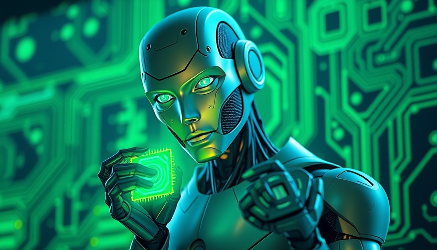 AI optimization concept with robot and circuit board.